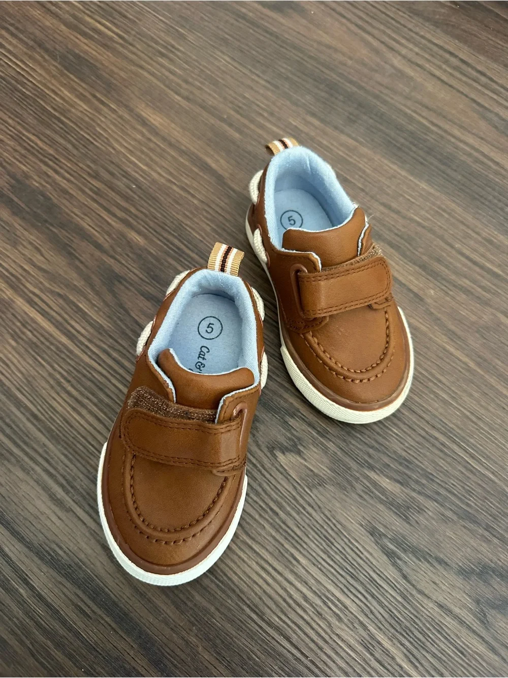 Toddler Brown Casual Slip-On Shoes with Velcro Strap